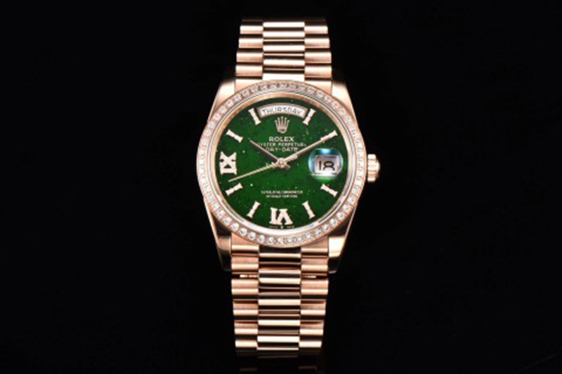 Best Edition with 2836 Automatic Movement Rolex Weekly Calendar 36mm Steel Belt Green Watch
